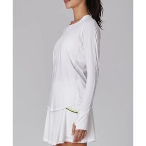 E'Toile Sport Paris Pointelle Top $135 Size Small White Long Sleeve Tee T-Shirt